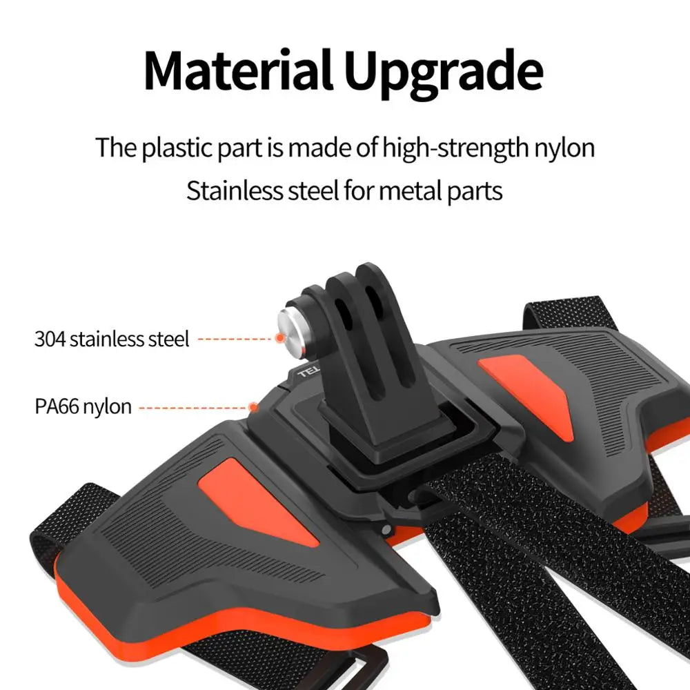 TELESIN Motorcycle Helmet Chin Mount – Foldable Strap Holder for GoPro