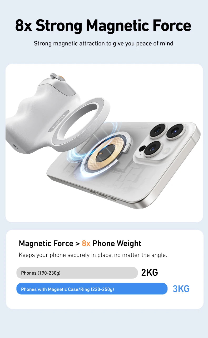 TELESIN Smartphone Shooting Grip – Magnetic Holder with Wireless Remote