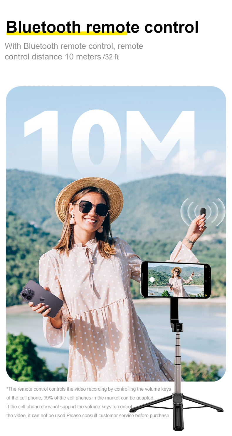 TELESIN Magnetic Phone Tripod Stand – Selfie Stick with Remote for iPhone 12/13/14 Series