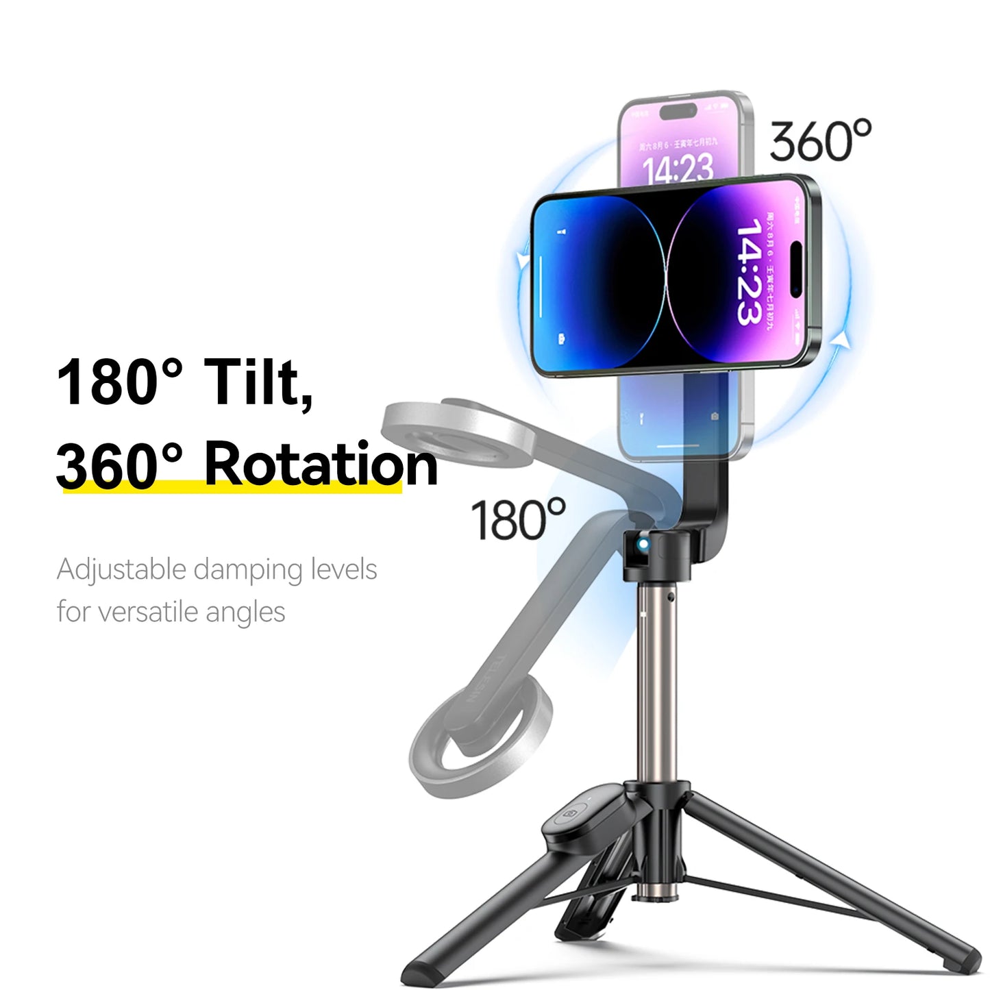 TELESIN Magnetic Phone Tripod Stand – Selfie Stick with Remote for iPhone 12/13/14 Series