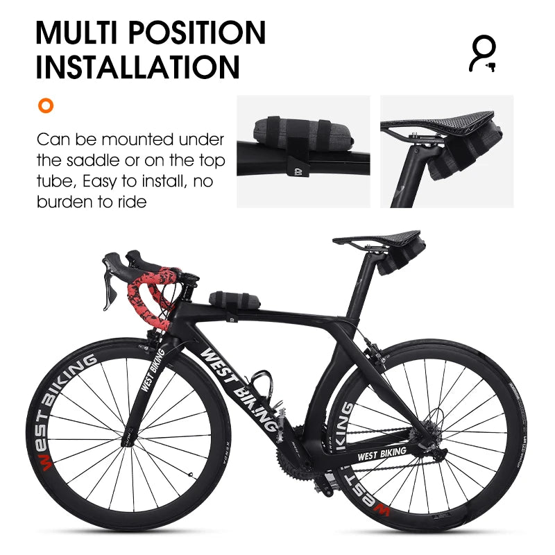 WEST BIKING Bicycle Tool Bag – Foldable Front Frame & Saddle Pouch for Cycling Accessories