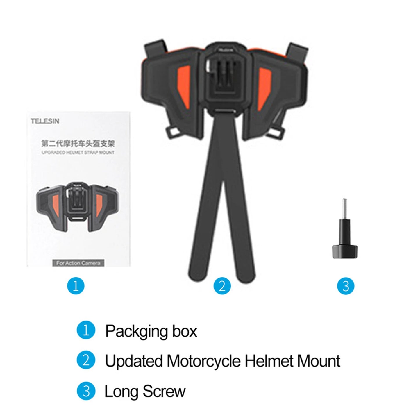 TELESIN Motorcycle Helmet Chin Mount – Foldable Strap Holder for GoPro