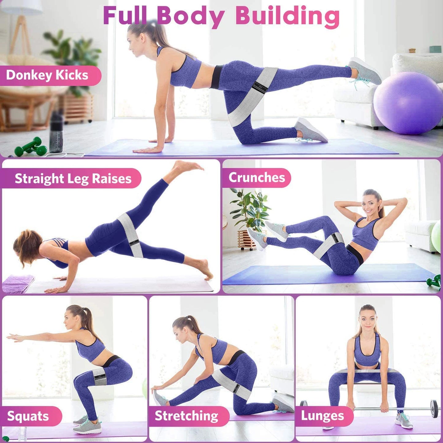 Booty Bands for Women – Fabric Elastic Resistance Loops for Glutes, Legs & Fitness Training