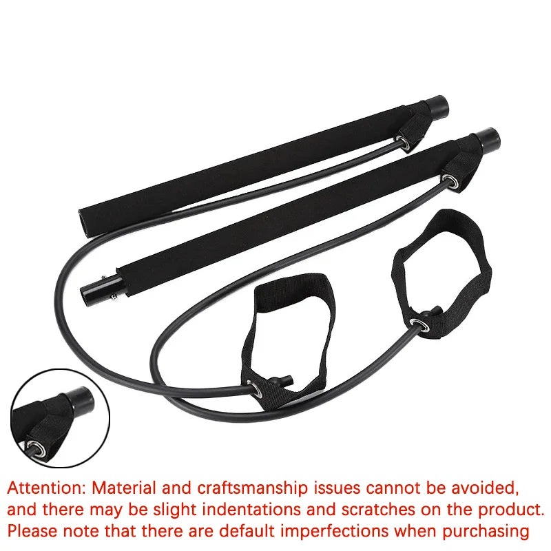 Portable Pilates Bar with Resistance Bands – Yoga Stretch, Chest Expander & Back Trainer