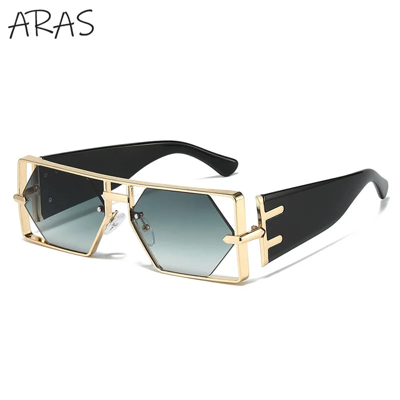 Steampunk Rectangle Sunglasses 2025 Luxury Metal Frame UV400 Vintage Punk Eyewear
