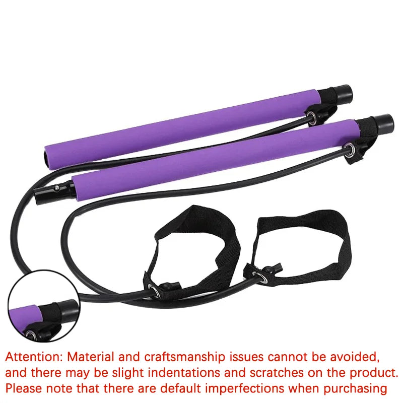 Portable Pilates Bar with Resistance Bands – Yoga Stretch, Chest Expander & Back Trainer