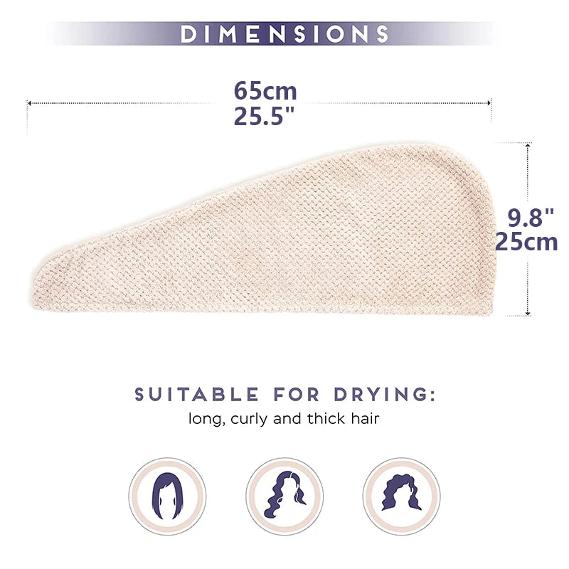 Tower Textured dry hair cap 9.8 "X 25.5" absorbent hair towel wrap for button-down women