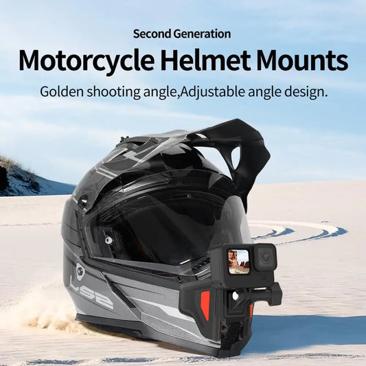 TELESIN Motorcycle Helmet Chin Mount – Foldable Strap Holder for GoPro