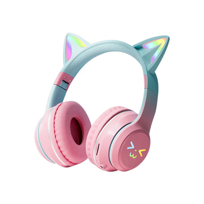 "RGB Cat Ear Bluetooth Headphones for Kids"
