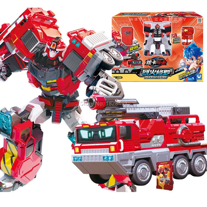 Metal Cardbot Blue Cop Transformer Robot Car Action Figure Toy Kids Gift