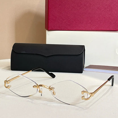 2025 Luxury Gold Rimless Sunglasses Women INS Style Alloy Fashion Eyewear