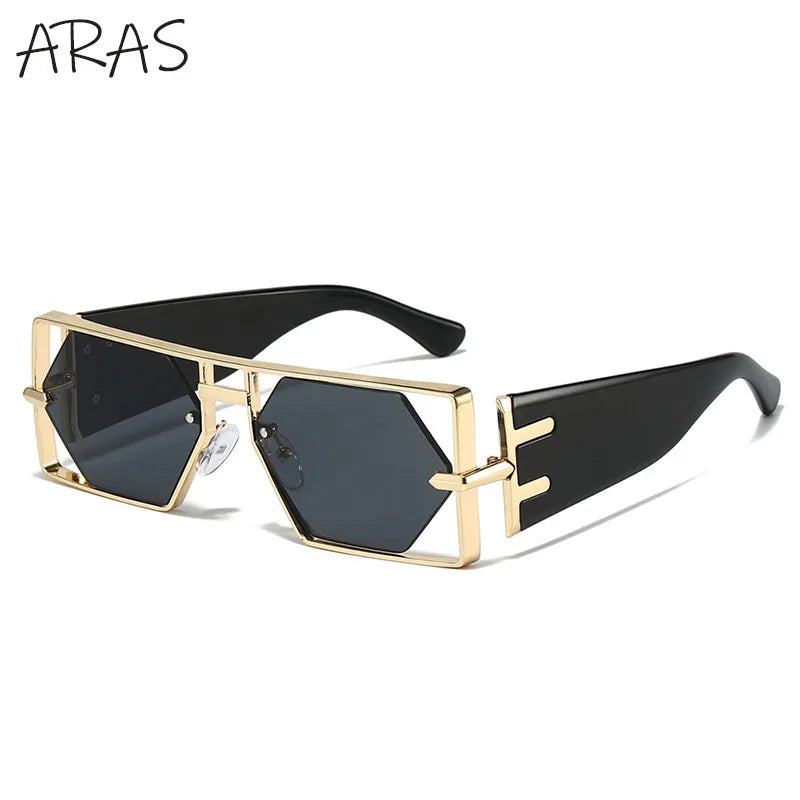 Steampunk Rectangle Sunglasses 2025 Luxury Metal Frame UV400 Vintage Punk Eyewear