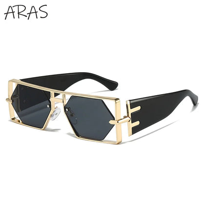 Steampunk Rectangle Sunglasses 2025 Luxury Metal Frame UV400 Vintage Punk Eyewear