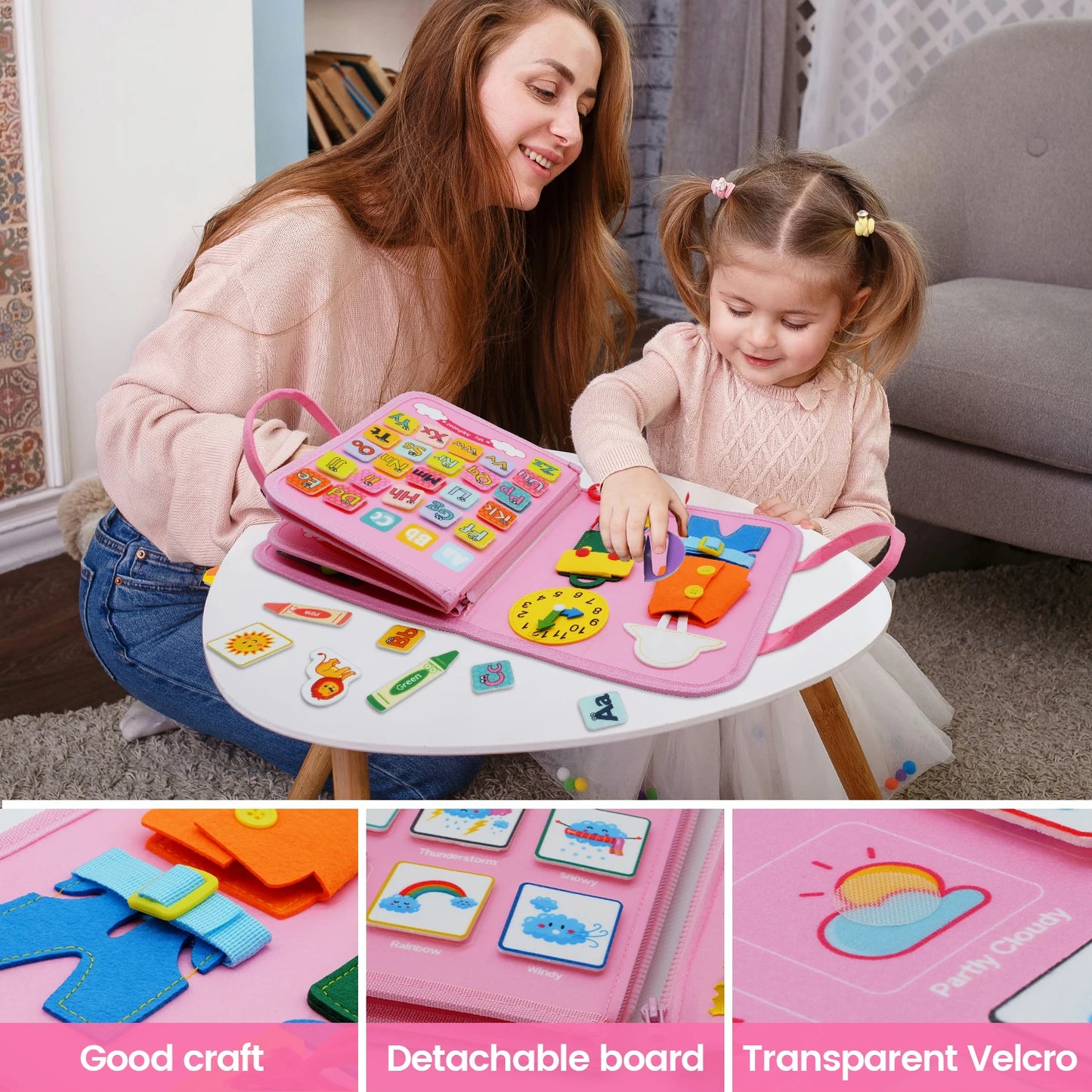 Montessori Busy Board Toddler Sensory Learning Toy Preschool Motor Skills Book