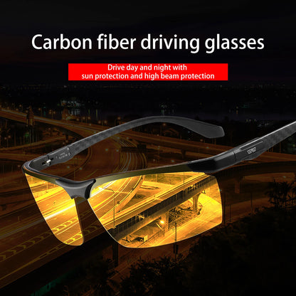 CAPONI Night Driving Glasses Photochromic UV400 Carbon Fiber Yellow HD BSYS8780