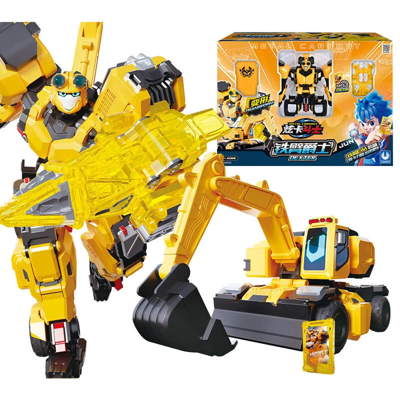 Metal Cardbot Blue Cop Transformer Robot Car Action Figure Toy Kids Gift