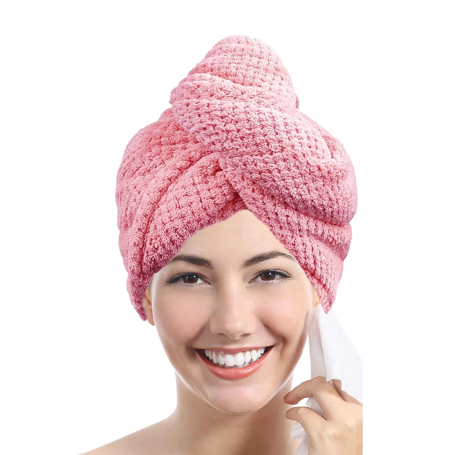 Tower Textured dry hair cap 9.8 "X 25.5" absorbent hair towel wrap for button-down women