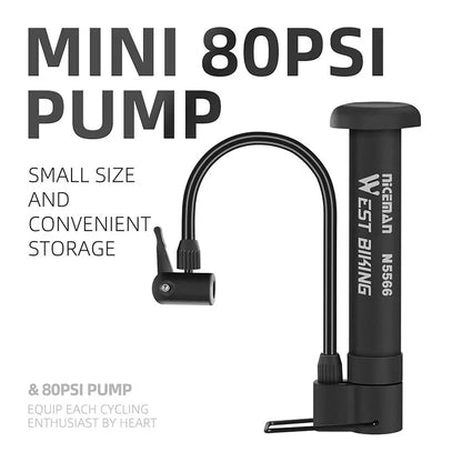 WEST BIKING Bicycle Air Pump – Portable 80 PSI Inflator for MTB Tires & Balloons