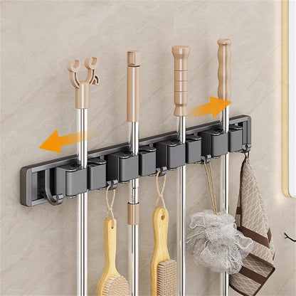 Wall Mounted Mop and Broom Holder – Kitchen & Bathroom Storage Rack