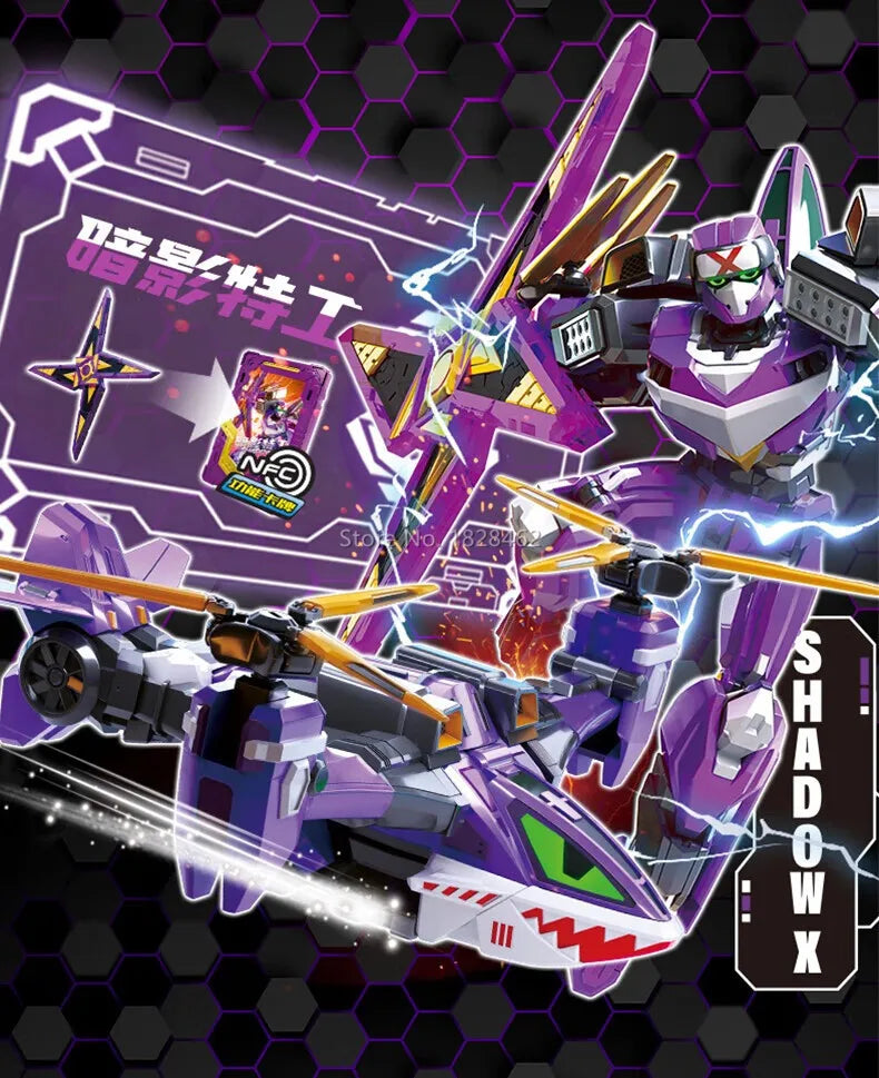 Metal Cardbot Blue Cop Transformer Robot Car Action Figure Toy Kids Gift