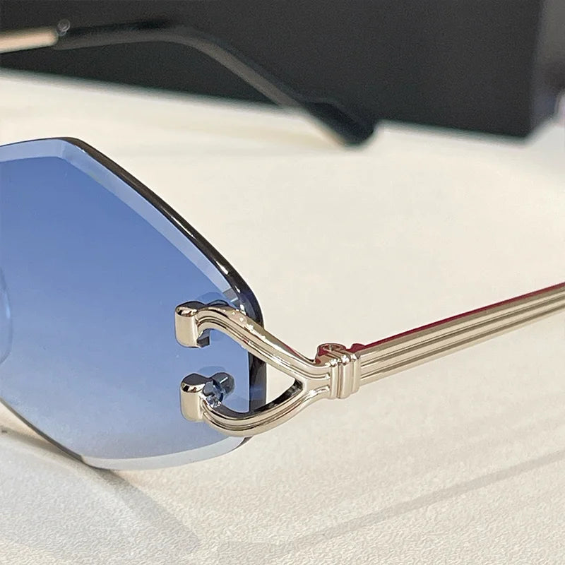 2025 Luxury Gold Rimless Sunglasses Women INS Style Alloy Fashion Eyewear