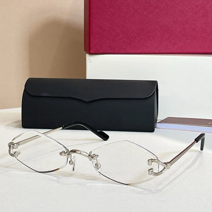 2025 Luxury Gold Rimless Sunglasses Women INS Style Alloy Fashion Eyewear