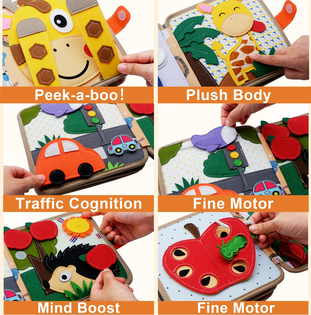 Montessori Soft Cloth Book Baby 3D Educational Toy Color Cognitive First Book