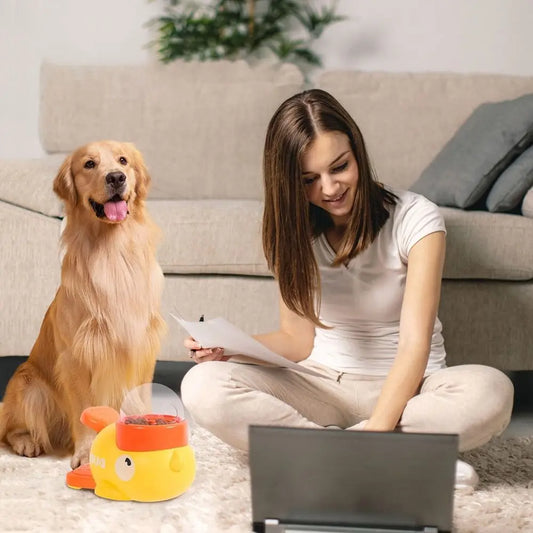 Interactive Dog Feeder Toy with Press-to-Dispense Snack Function