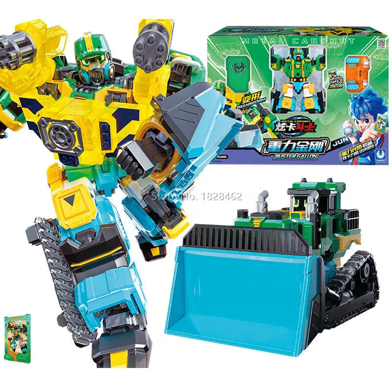 Metal Cardbot Blue Cop Transformer Robot Car Action Figure Toy Kids Gift