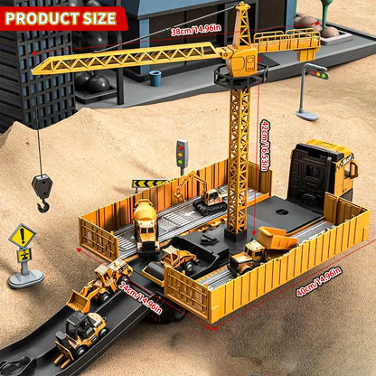 STEM Construction Vehicle Set Alloy Excavator Crane Container Truck Ages 3-8