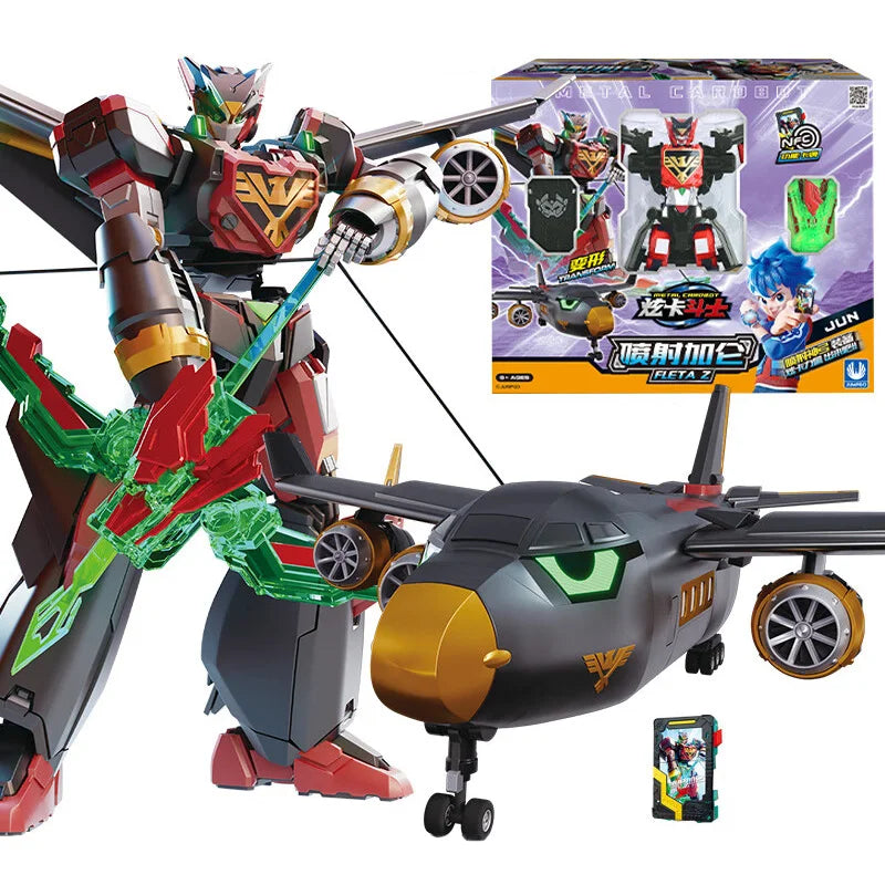 Metal Cardbot Blue Cop Transformer Robot Car Action Figure Toy Kids Gift