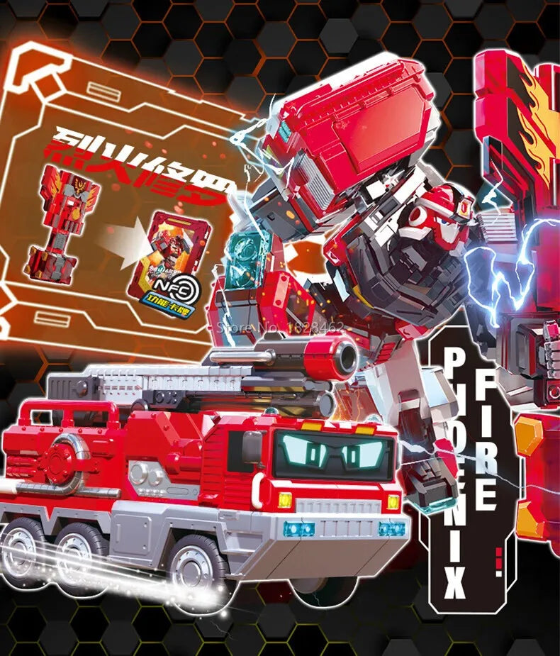 Metal Cardbot Blue Cop Transformer Robot Car Action Figure Toy Kids Gift