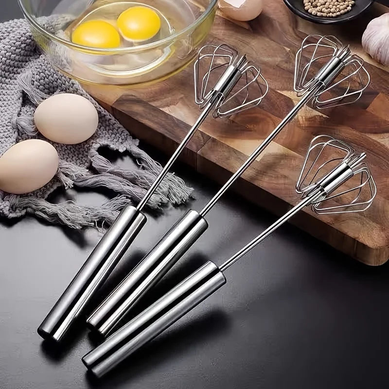 🥚  MixEase™ Stainless Steel Egg Beater – Semi-Automatic Kitchen Mixer