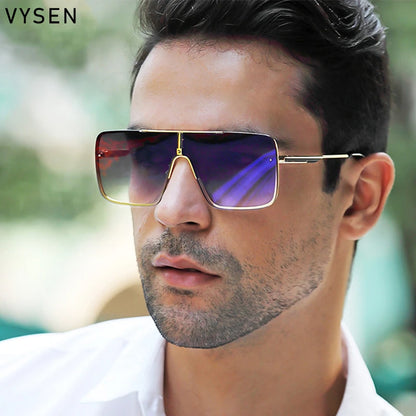 Luxury Men’s Metal Frame Sunglasses – Oversized Retro Square Eyewear