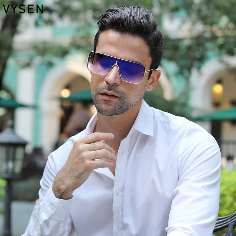 Luxury Men’s Metal Frame Sunglasses – Oversized Retro Square Eyewear