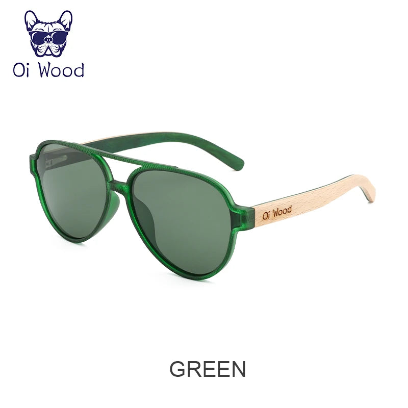 Oi Wood Polarized Sunglasses Wooden Frame UV400 Unisex With Original Box