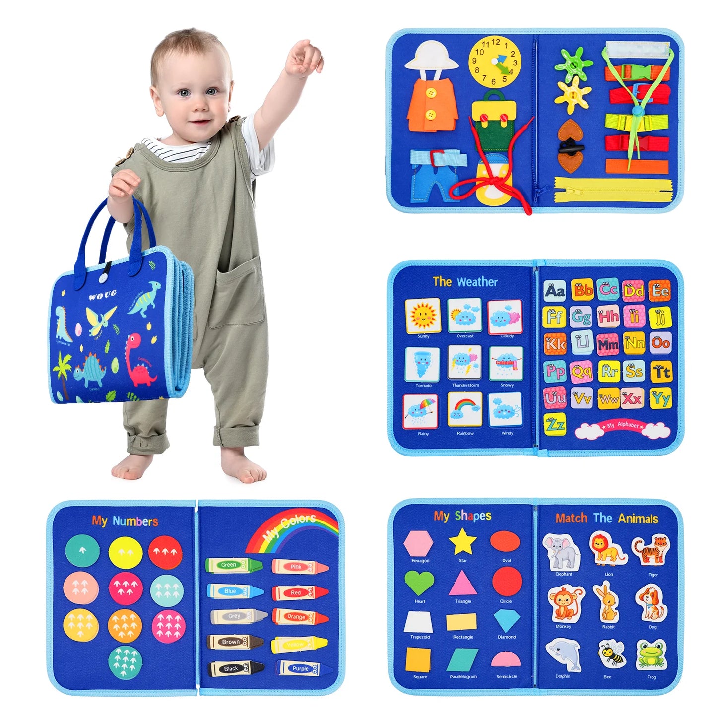 Montessori Busy Board Toddler Sensory Learning Toy Preschool Motor Skills Book