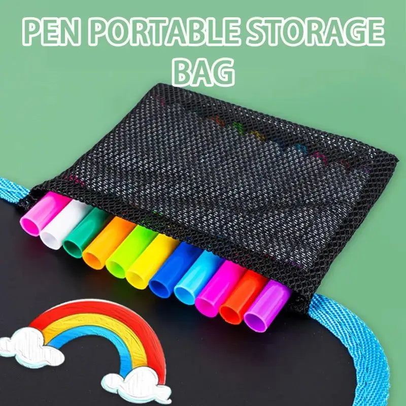 Kids Reusable Doodle Book Erasable Drawing Pad 12 Pens Toddler Travel Painting