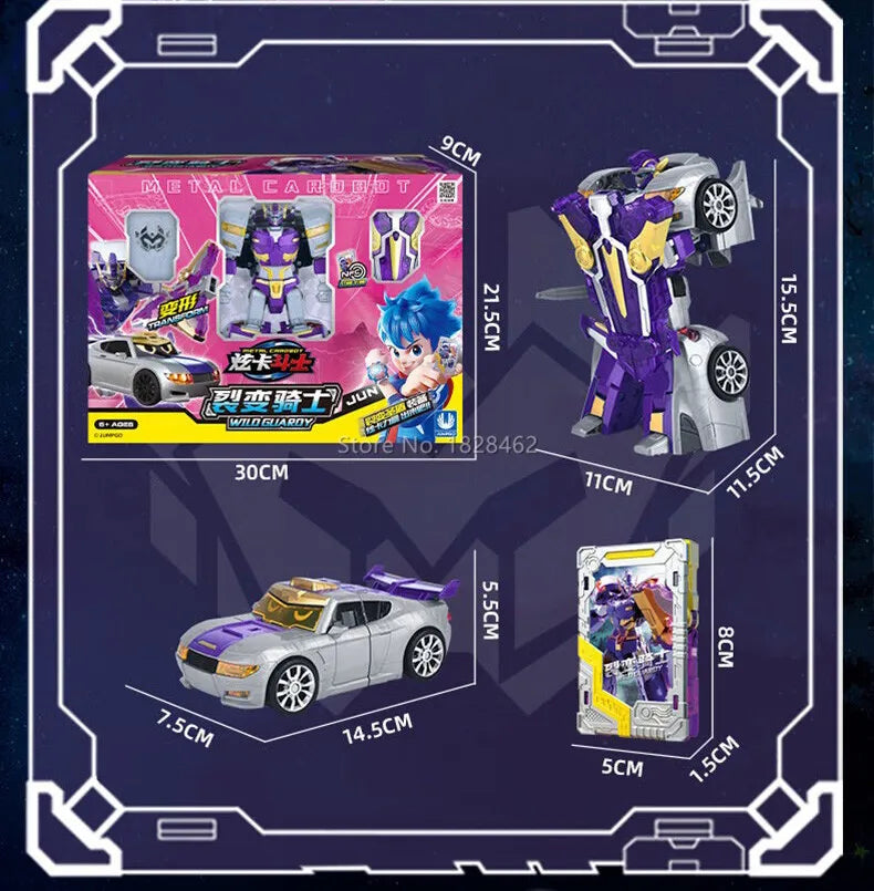 Metal Cardbot Blue Cop Transformer Robot Car Action Figure Toy Kids Gift