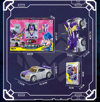 Metal Cardbot Blue Cop Transformer Robot Car Action Figure Toy Kids Gift