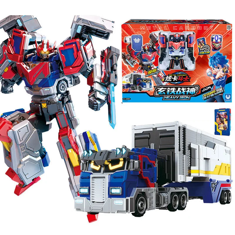 Metal Cardbot Blue Cop Transformer Robot Car Action Figure Toy Kids Gift