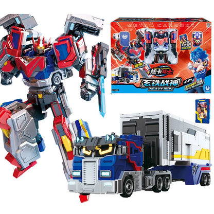 Metal Cardbot Blue Cop Transformer Robot Car Action Figure Toy Kids Gift