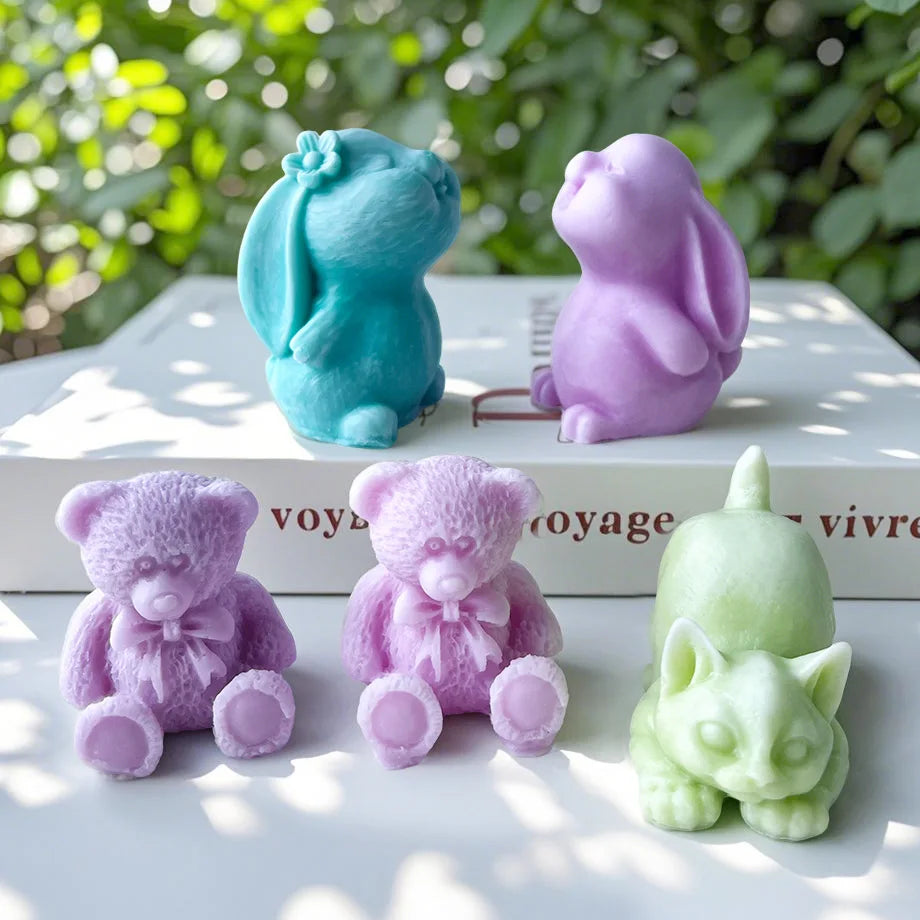 💖TinyPals™ Cute Animal Silicone Mold – Bear, Kitten & Rabbit DIY Crafts