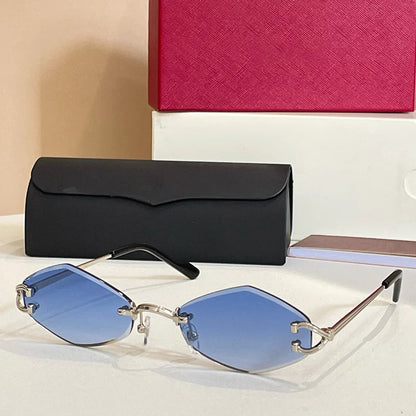 2025 Luxury Gold Rimless Sunglasses Women INS Style Alloy Fashion Eyewear