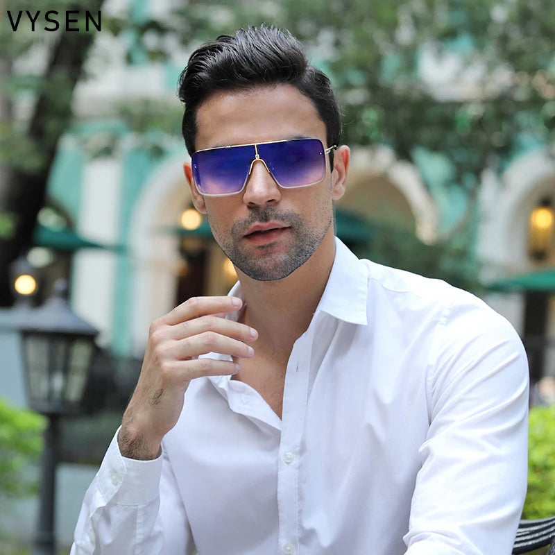 Luxury Men’s Metal Frame Sunglasses – Oversized Retro Square Eyewear