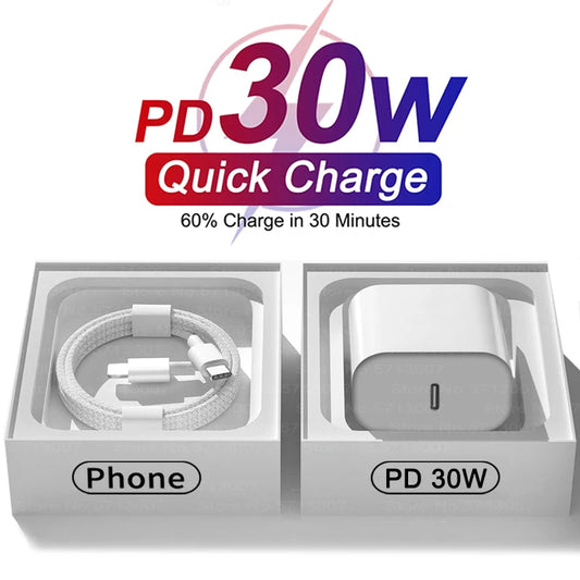 VoltEdge™ 30W Type-C PD Charger & Cable Set for iPhone/iPad