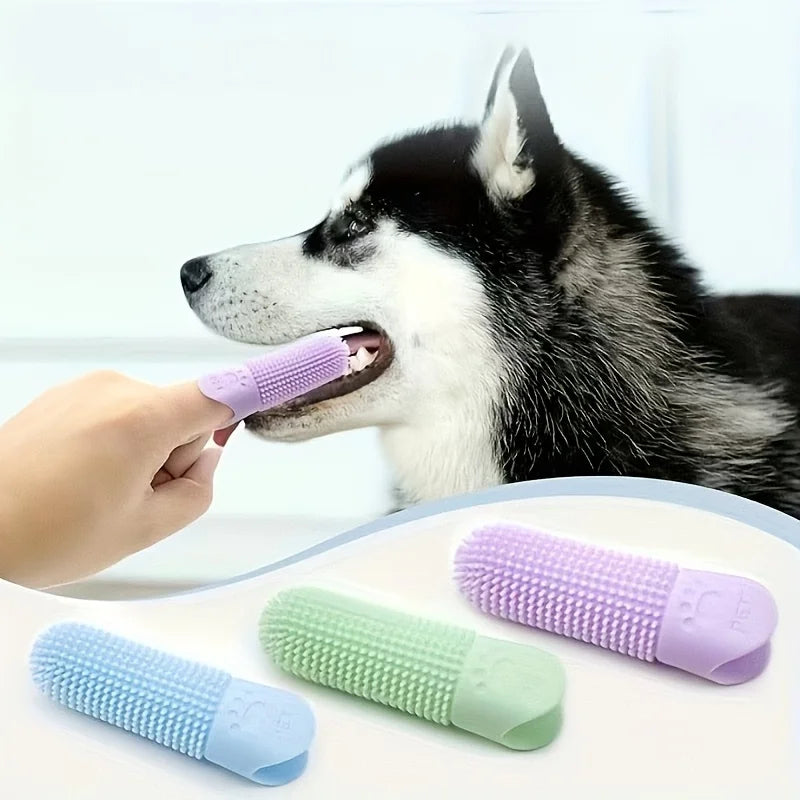 🦷 1. Pet360™ Soft Silicone Finger Toothbrush – 360° Dental Cleaning for Dogs & Cats