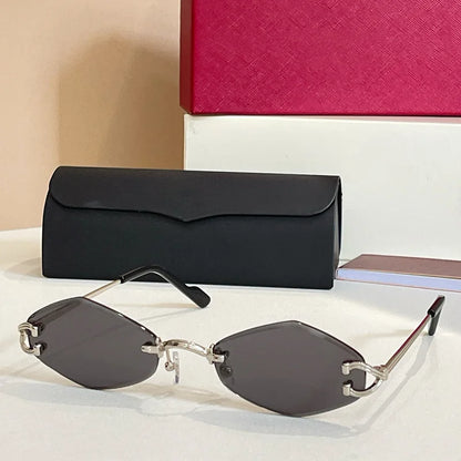 2025 Luxury Gold Rimless Sunglasses Women INS Style Alloy Fashion Eyewear