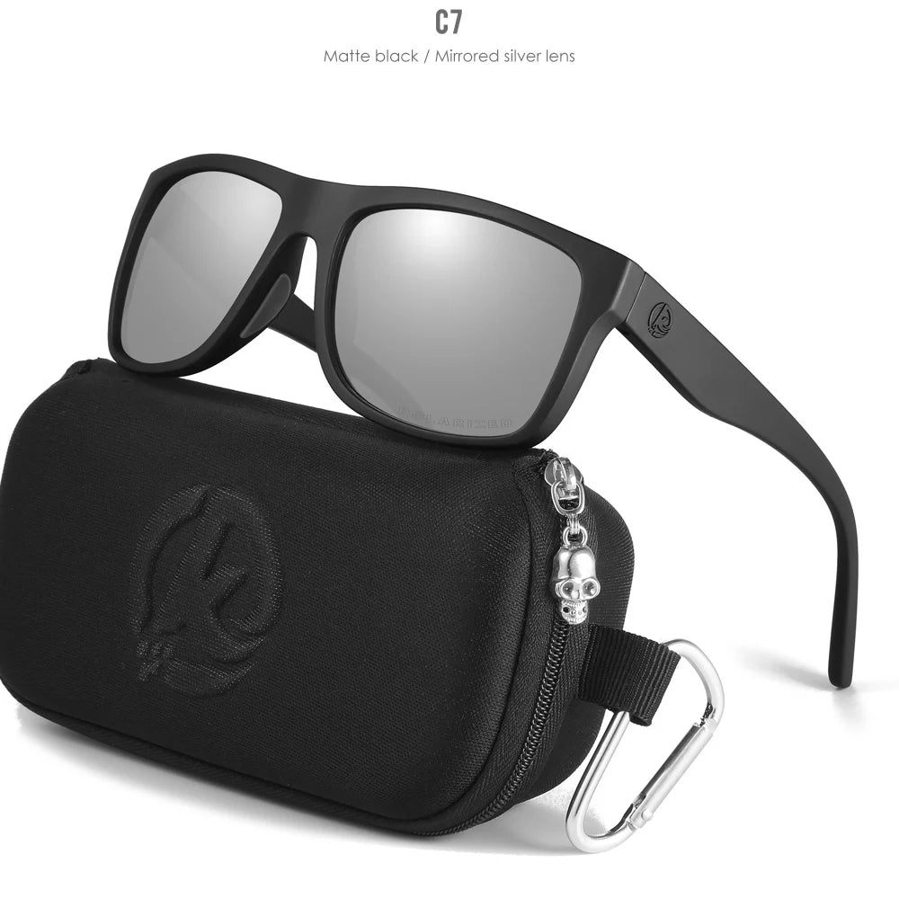 KDEAM Polarized Sports Sunglasses Men TR90 Square Black KD0721 With Case