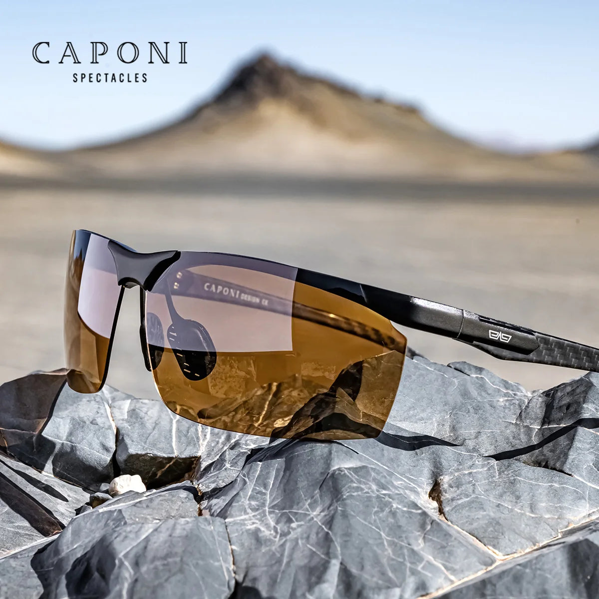 CAPONI Night Driving Glasses Photochromic UV400 Carbon Fiber Yellow HD BSYS8780